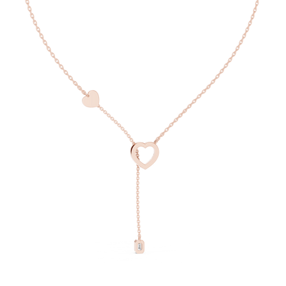 Romantic Rose Gold Heart Pendant Drop Necklace for Women
