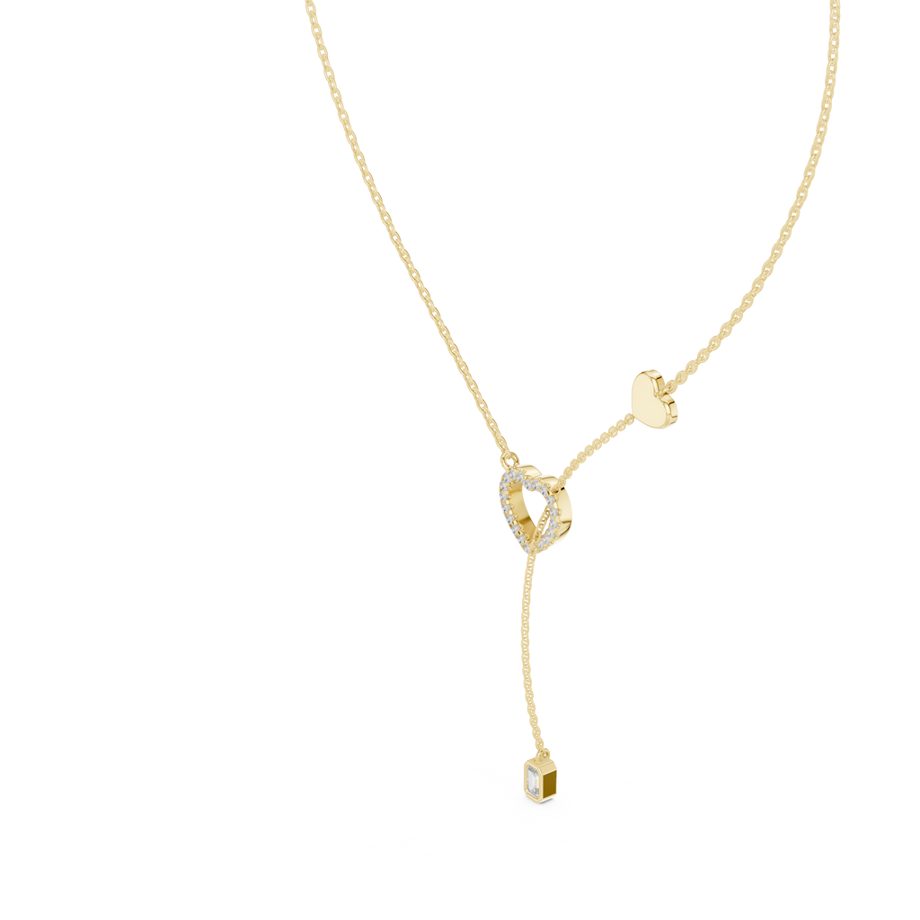 Romantic Rose Gold Heart Pendant Drop Necklace for Women