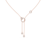 Elegant Rose Gold Diamond Circle Drop Lariat Necklace