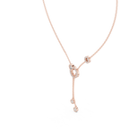Elegant Rose Gold Diamond Circle Drop Lariat Necklace