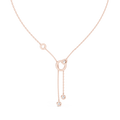 Elegant Rose Gold Diamond Circle Drop Lariat Necklace