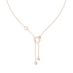 Elegant Rose Gold Diamond Circle Drop Lariat Necklace