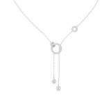 Elegant Rose Gold Diamond Circle Drop Lariat Necklace