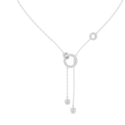 Elegant Rose Gold Diamond Circle Drop Lariat Necklace