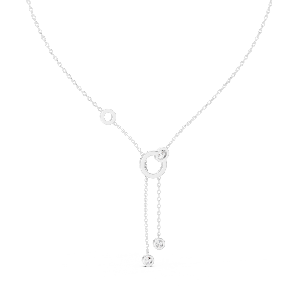 Elegant Rose Gold Diamond Circle Drop Lariat Necklace