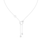 Elegant Rose Gold Diamond Circle Drop Lariat Necklace