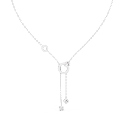 Elegant Rose Gold Diamond Circle Drop Lariat Necklace