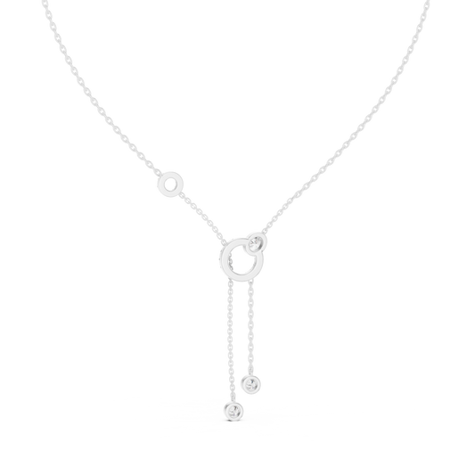 Elegant Rose Gold Diamond Circle Drop Lariat Necklace
