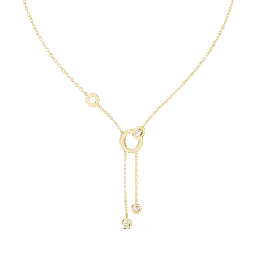 Elegant Rose Gold Diamond Circle Drop Lariat Necklace