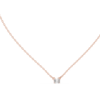 Minimalist Step-Cut Diamond Pendant in Rose Gold