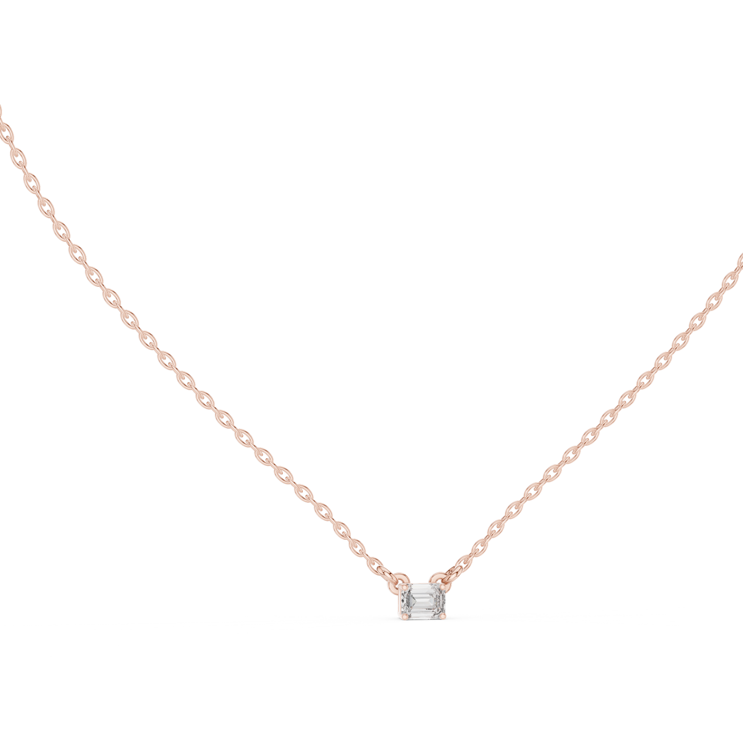Minimalist Step-Cut Diamond Pendant in Rose Gold