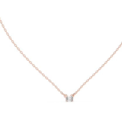 Minimalist Step-Cut Diamond Pendant in Rose Gold