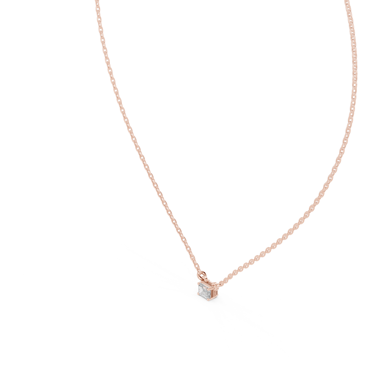 Minimalist Step-Cut Diamond Pendant in Rose Gold