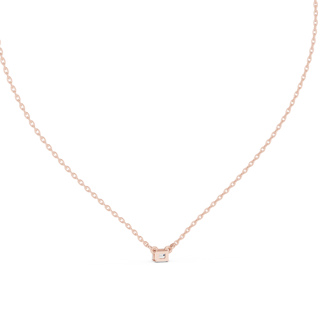 Minimalist Step-Cut Diamond Pendant in Rose Gold