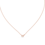 Minimalist Step-Cut Diamond Pendant in Rose Gold