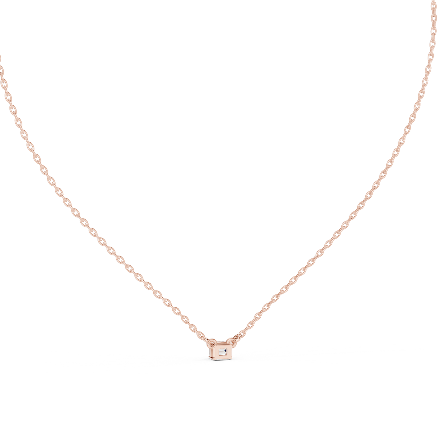 Minimalist Step-Cut Diamond Pendant in Rose Gold
