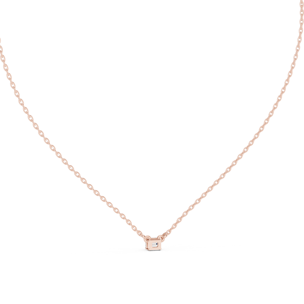 Minimalist Step-Cut Diamond Pendant in Rose Gold