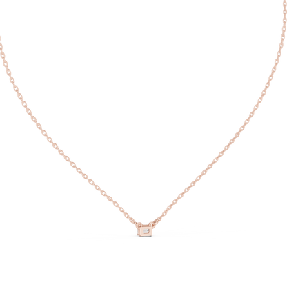 Minimalist Step-Cut Diamond Pendant in Rose Gold