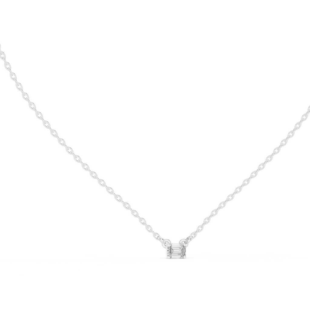 Minimalist Step-Cut Diamond Pendant in Rose Gold
