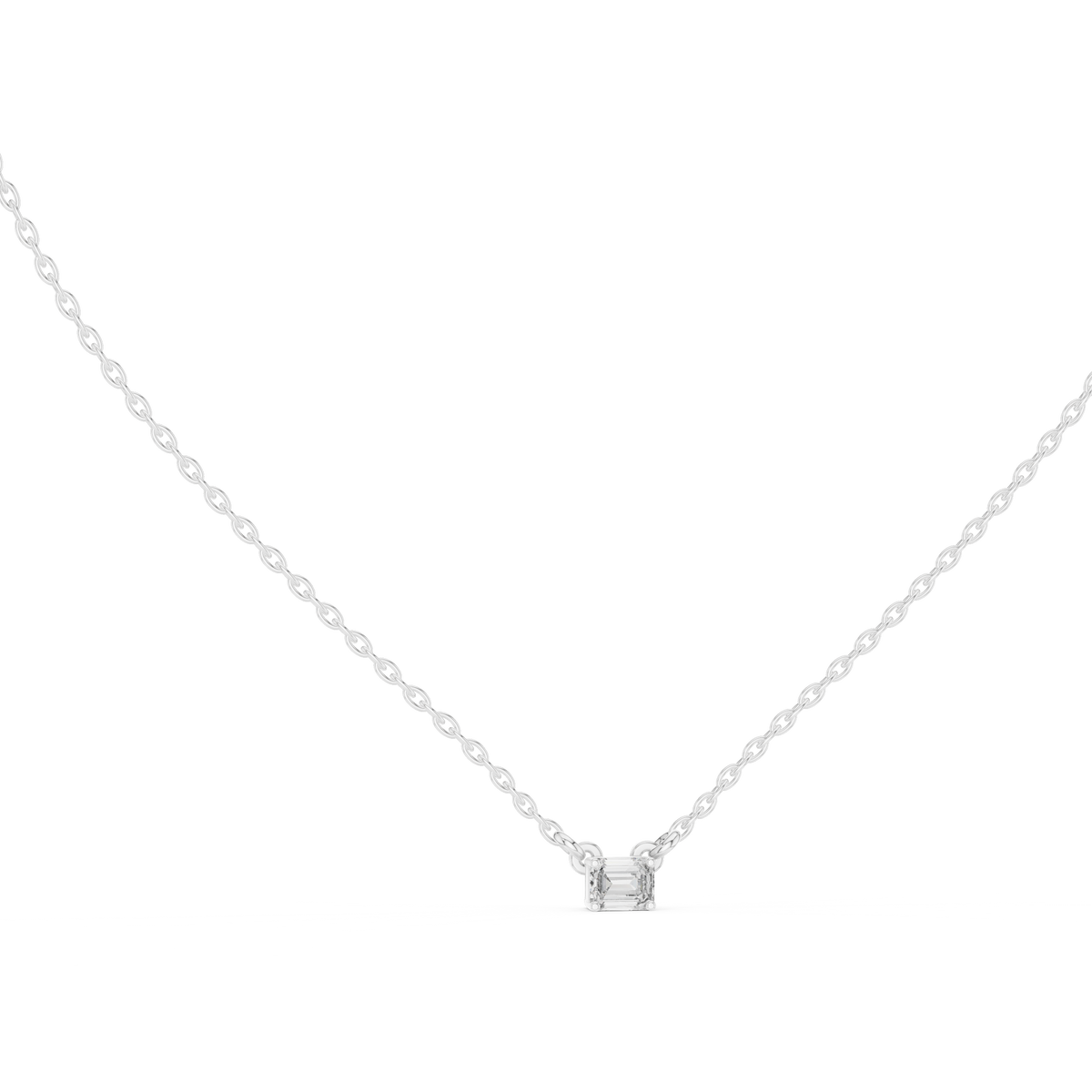 Minimalist Step-Cut Diamond Pendant in Rose Gold