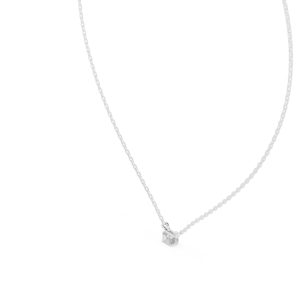 Minimalist Step-Cut Diamond Pendant in Rose Gold