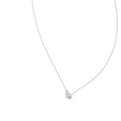 Minimalist Step-Cut Diamond Pendant in Rose Gold