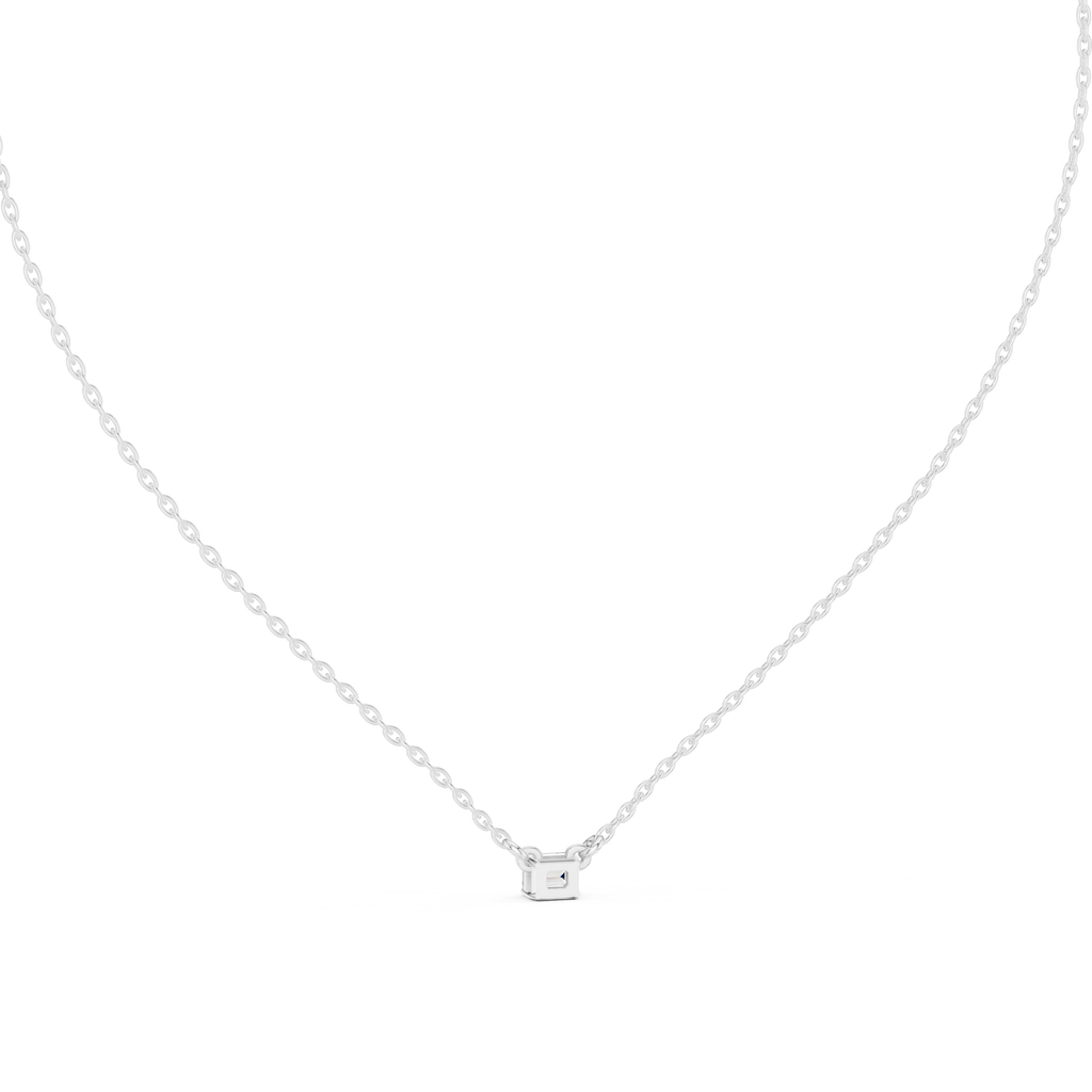 Minimalist Step-Cut Diamond Pendant in Rose Gold