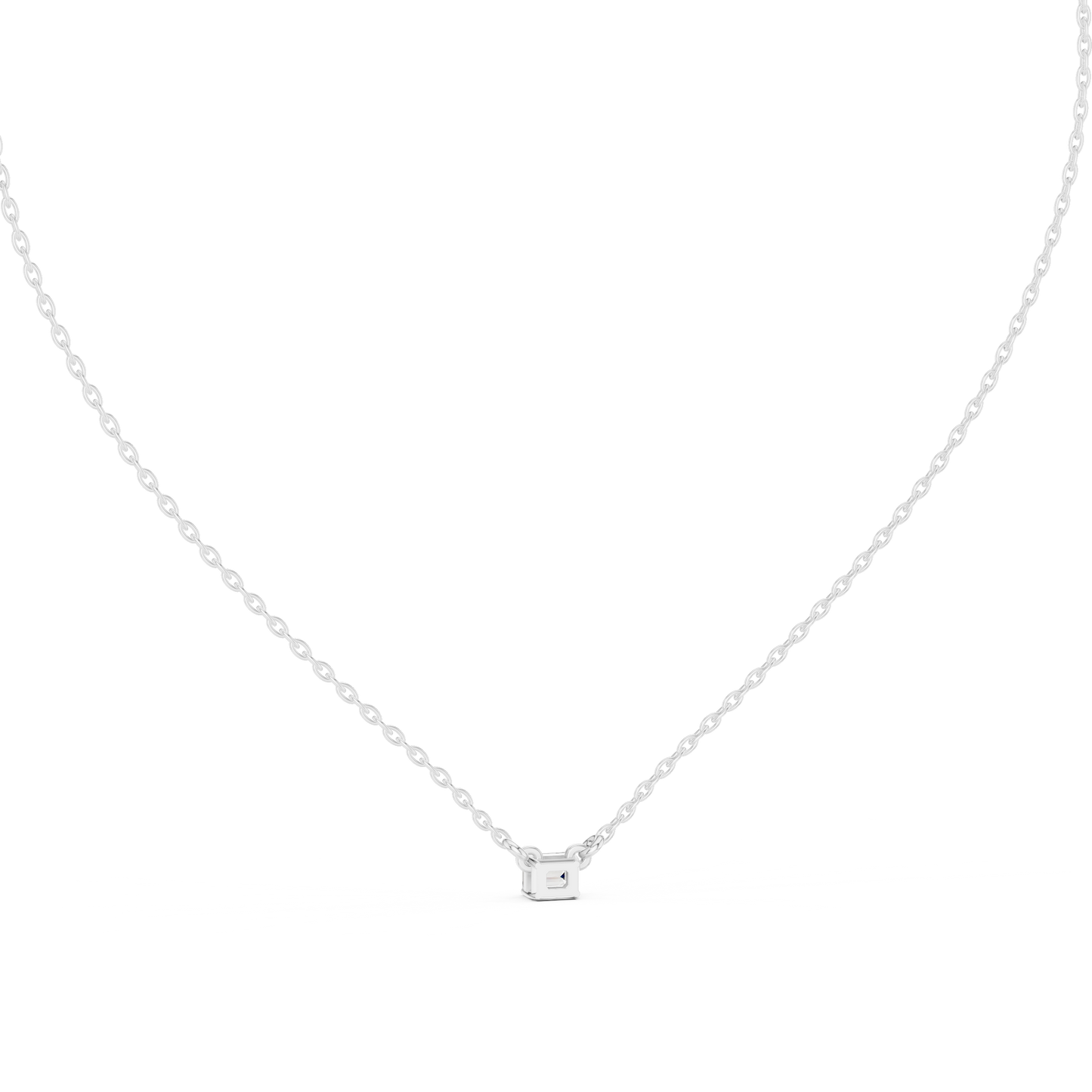 Minimalist Step-Cut Diamond Pendant in Rose Gold