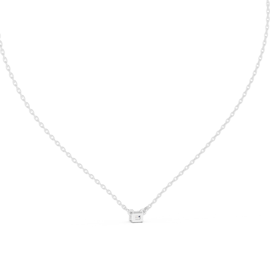 Minimalist Step-Cut Diamond Pendant in Rose Gold