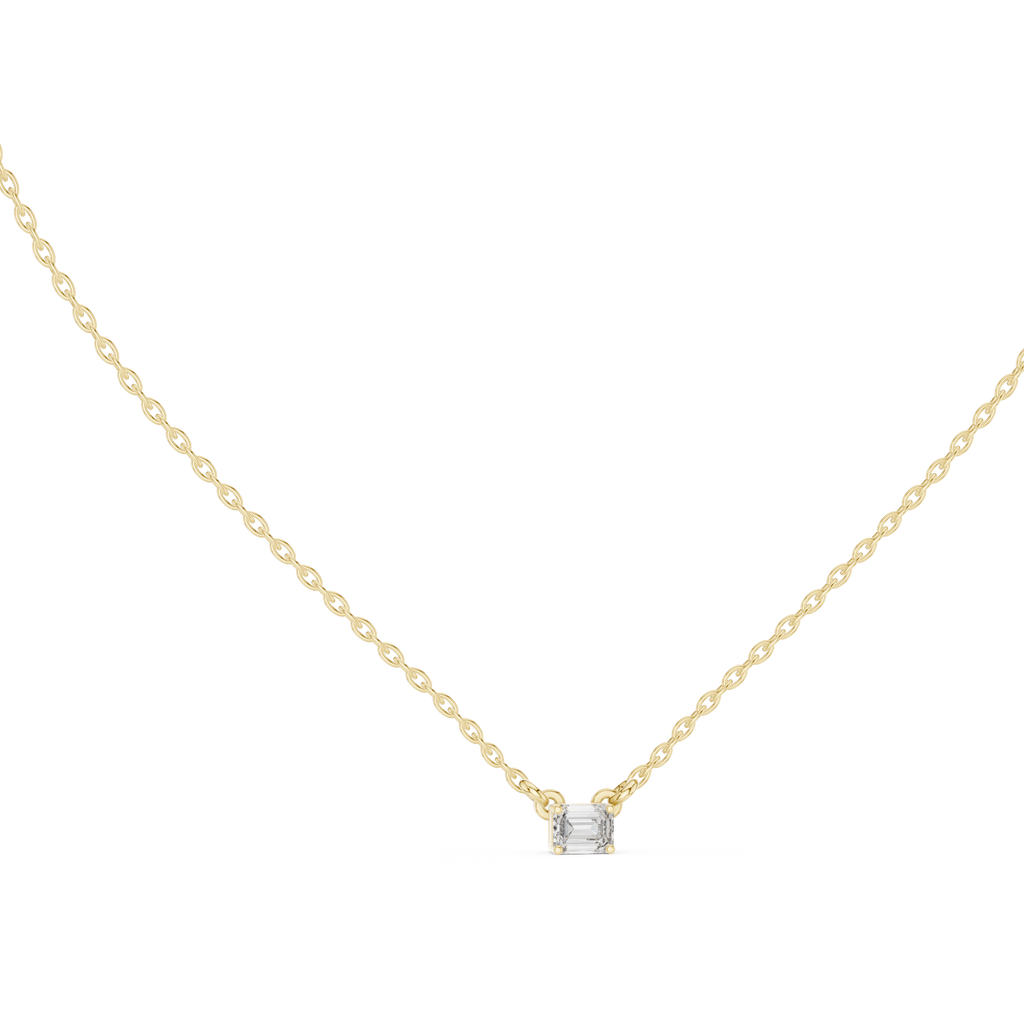 Minimalist Step-Cut Diamond Pendant in Rose Gold