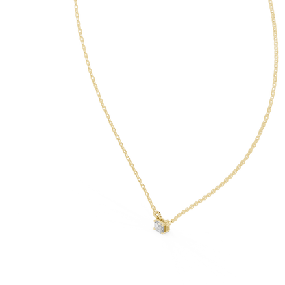 Minimalist Step-Cut Diamond Pendant in Rose Gold