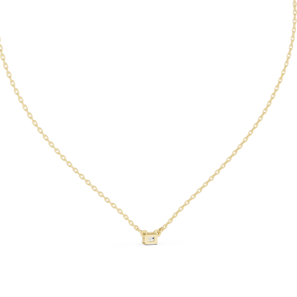 Minimalist Step-Cut Diamond Pendant in Rose Gold
