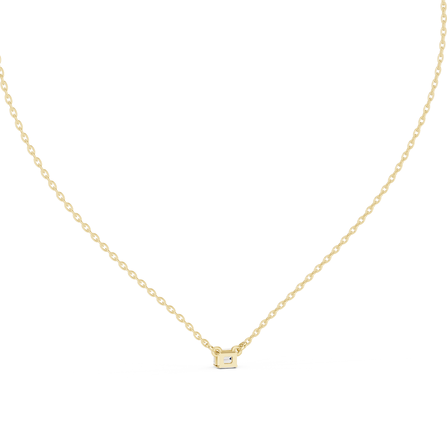 Minimalist Step-Cut Diamond Pendant in Rose Gold