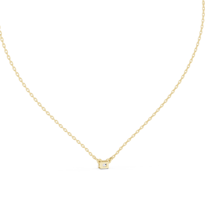Minimalist Step-Cut Diamond Pendant in Rose Gold