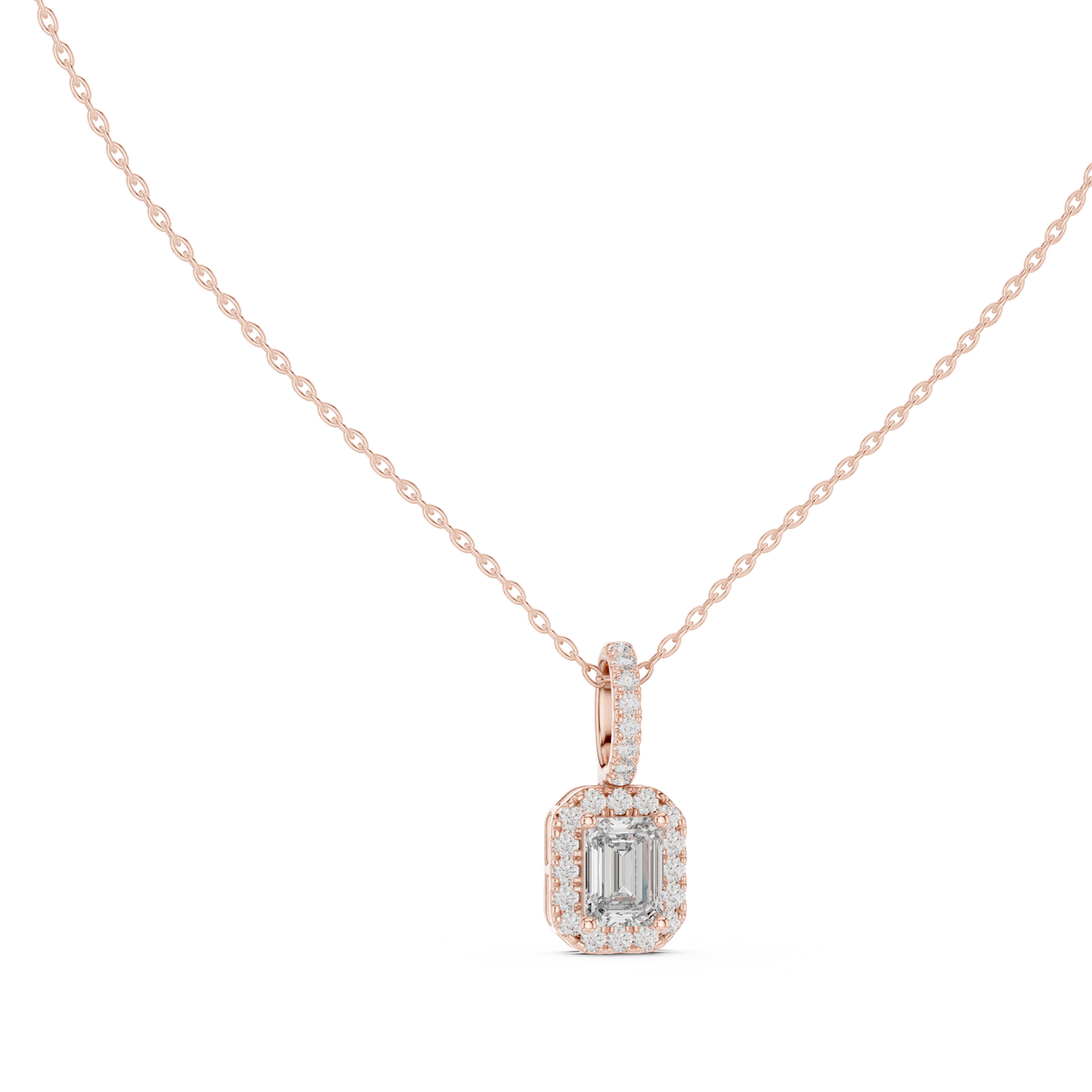 Luxury Emerald-Cut Solitaire Pendant with Diamond Accent