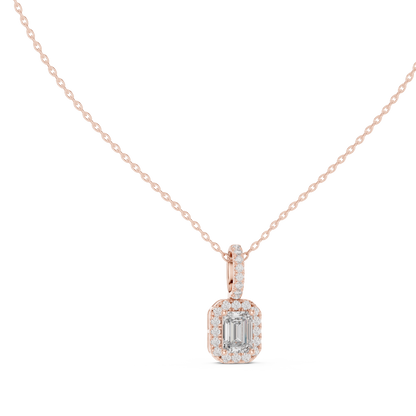 Luxury Emerald-Cut Solitaire Pendant with Diamond Accent