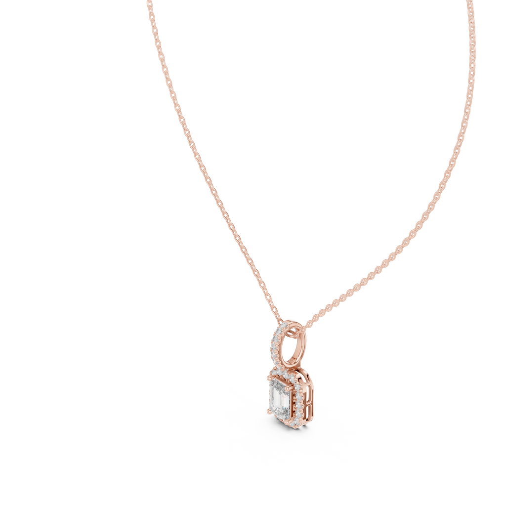Luxury Emerald-Cut Solitaire Pendant with Diamond Accent