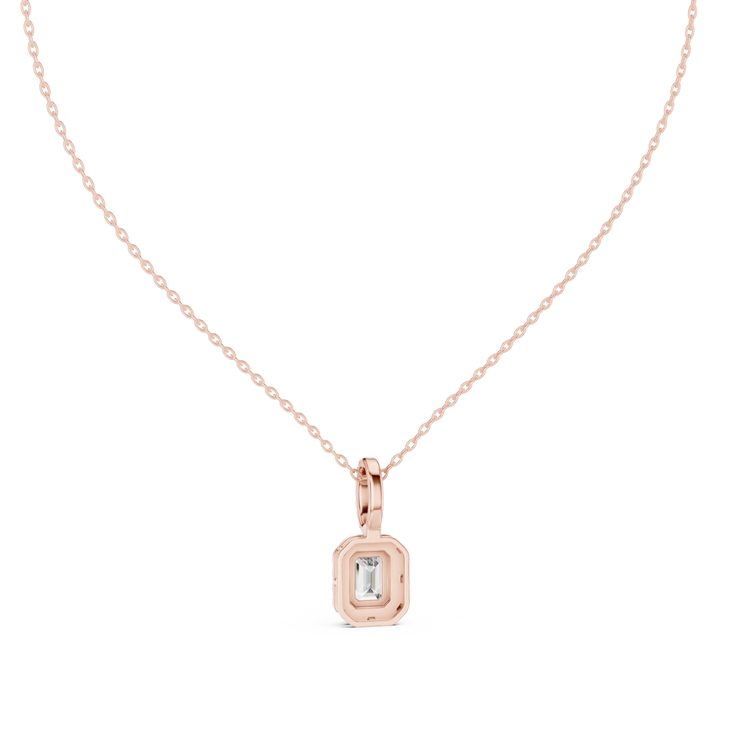 Luxury Emerald-Cut Solitaire Pendant with Diamond Accent
