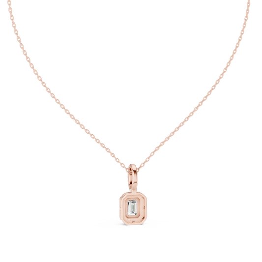 Luxury Emerald-Cut Solitaire Pendant with Diamond Accent