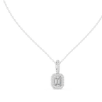 Luxury Emerald-Cut Solitaire Pendant with Diamond Accent