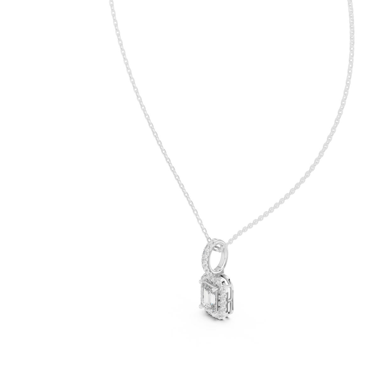 Luxury Emerald-Cut Solitaire Pendant with Diamond Accent