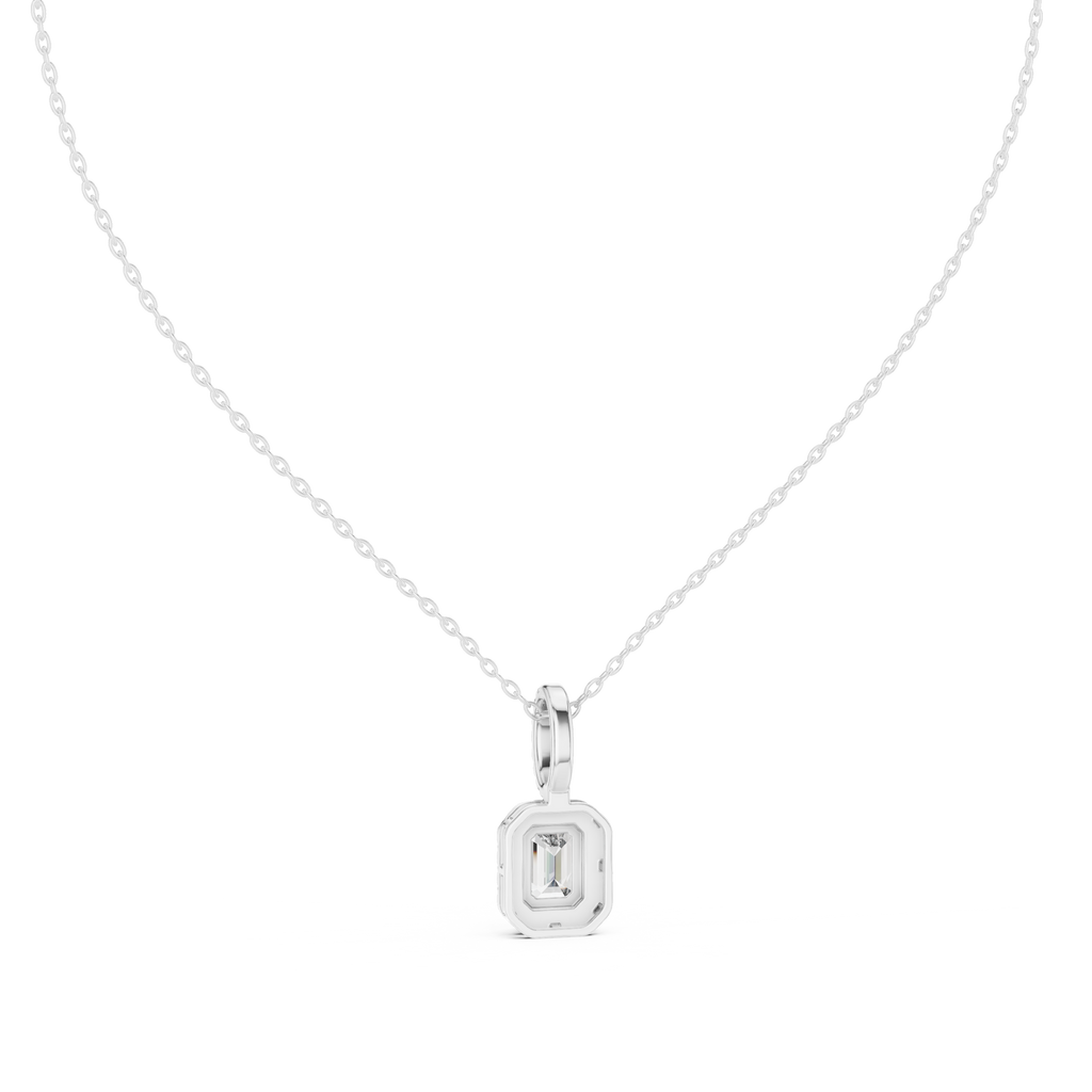 Luxury Emerald-Cut Solitaire Pendant with Diamond Accent