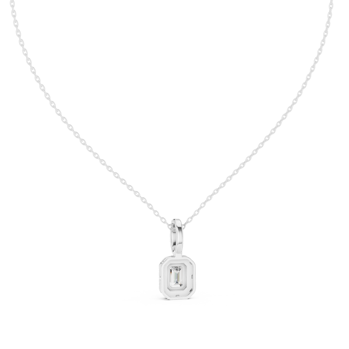 Luxury Emerald-Cut Solitaire Pendant with Diamond Accent