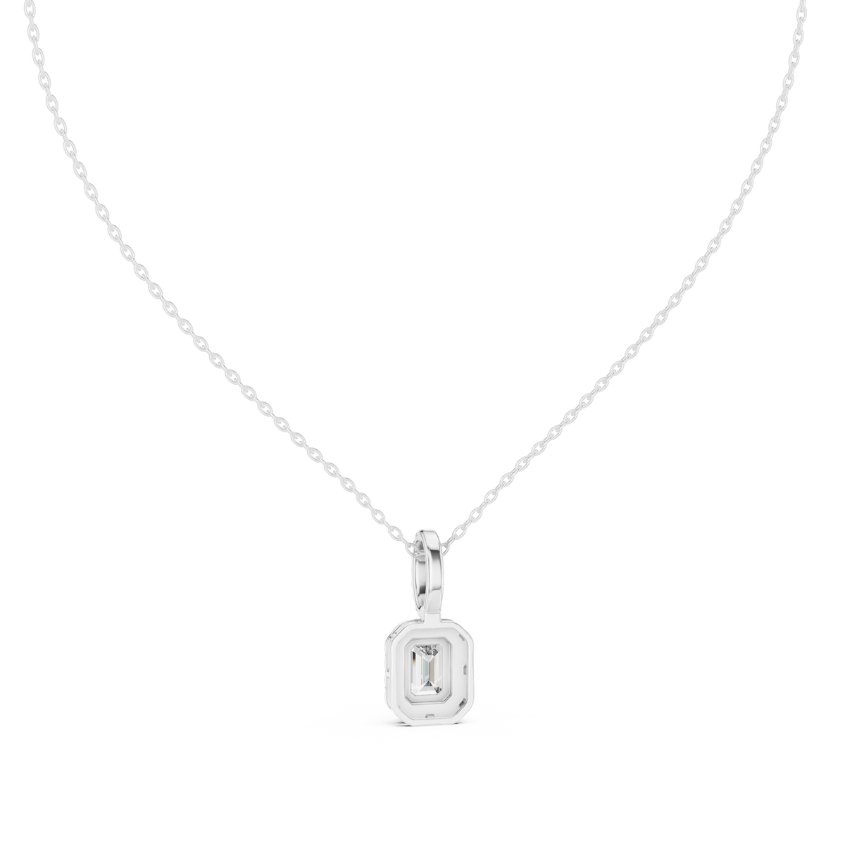 Luxury Emerald-Cut Solitaire Pendant with Diamond Accent