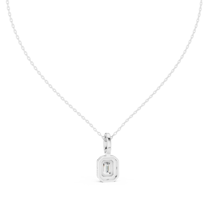 Luxury Emerald-Cut Solitaire Pendant with Diamond Accent