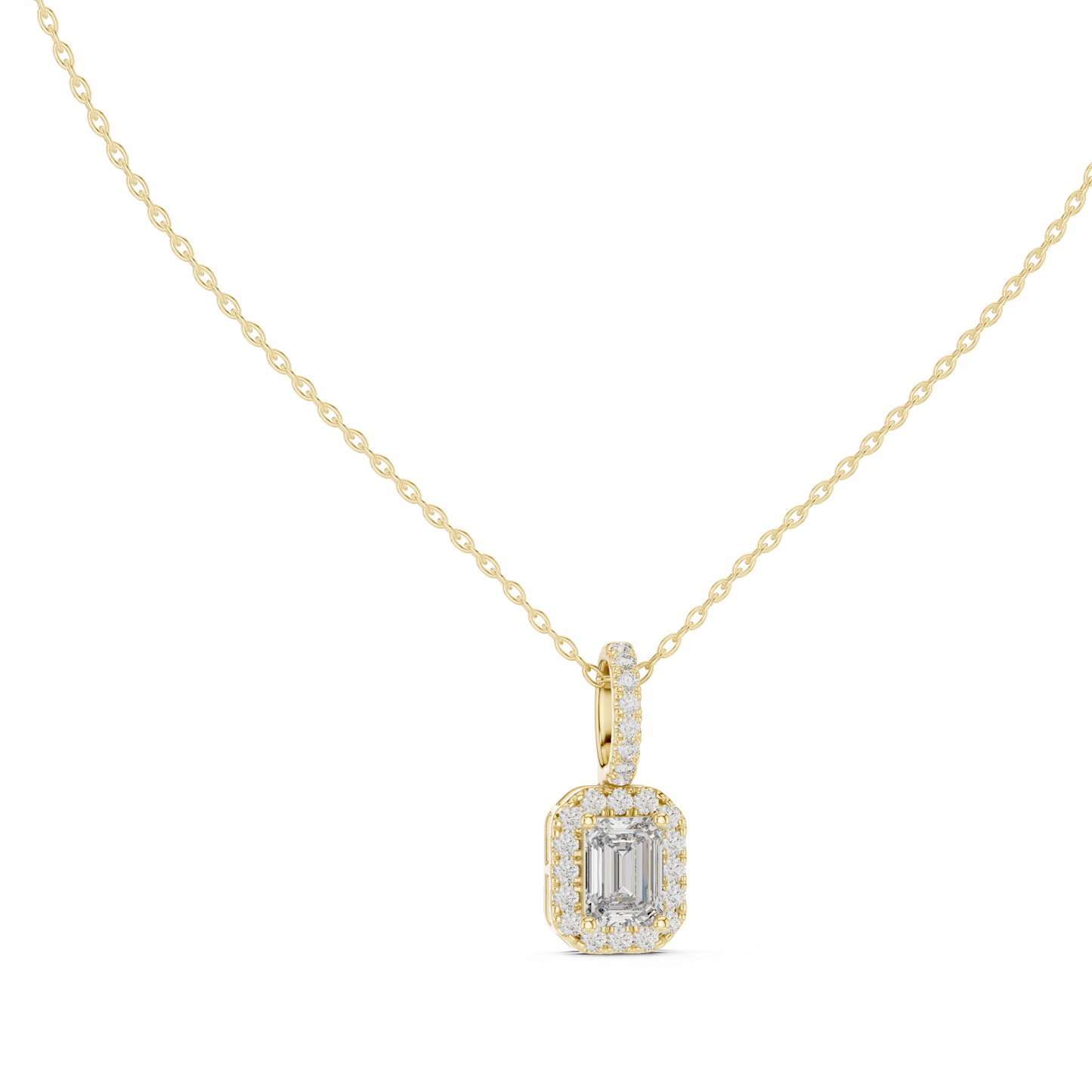 Luxury Emerald-Cut Solitaire Pendant with Diamond Accent