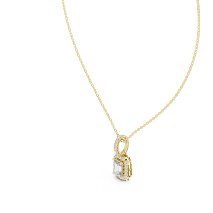 Luxury Emerald-Cut Solitaire Pendant with Diamond Accent