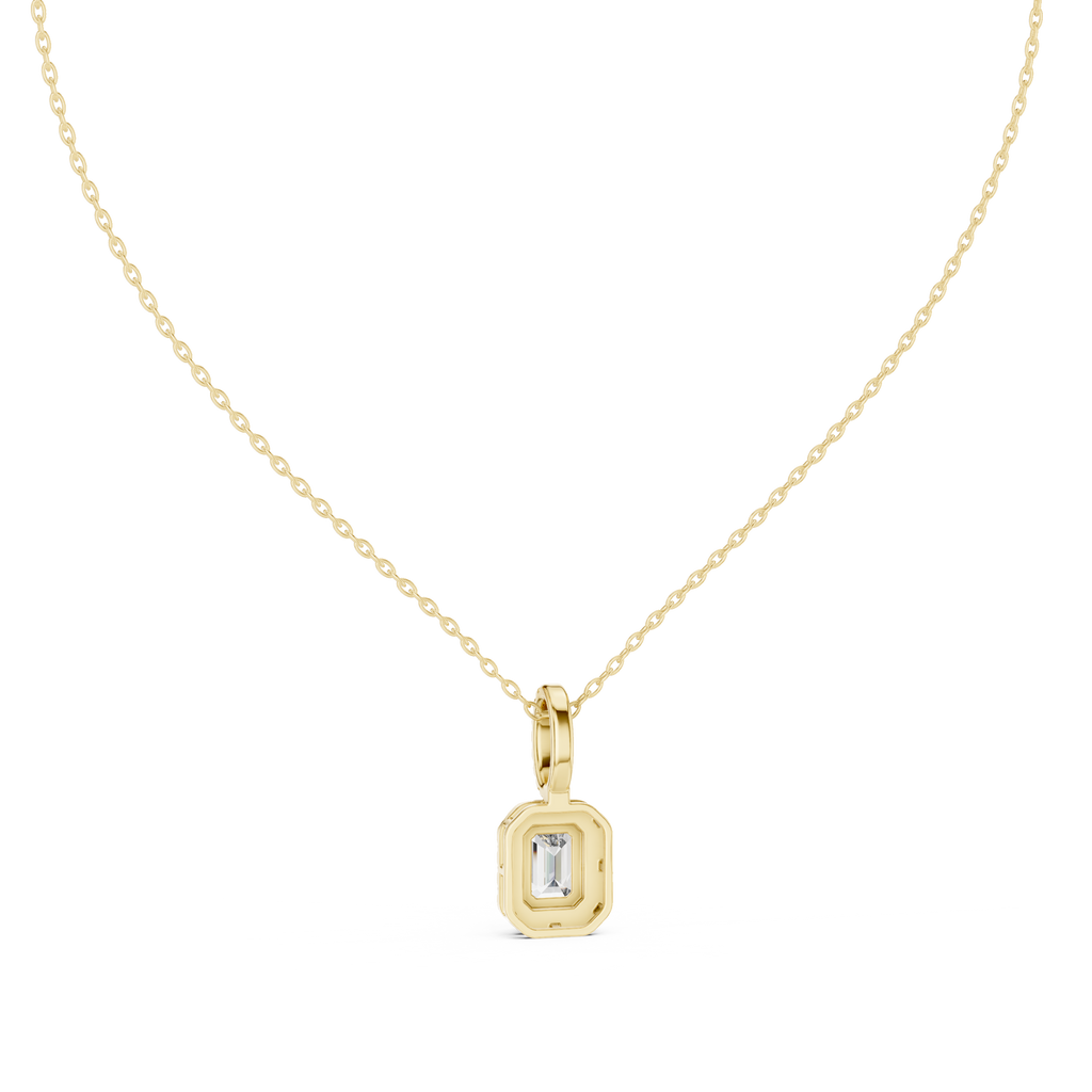 Luxury Emerald-Cut Solitaire Pendant with Diamond Accent