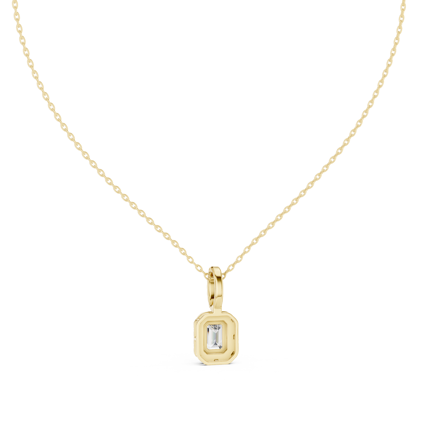 Luxury Emerald-Cut Solitaire Pendant with Diamond Accent