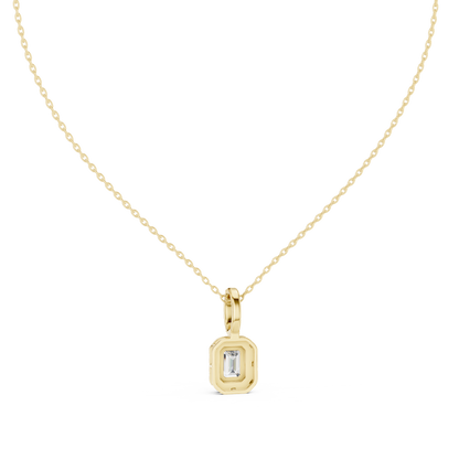 Luxury Emerald-Cut Solitaire Pendant with Diamond Accent